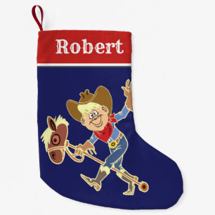 Western Cowboy Kid On Stick Horse Small Christmas Stocking