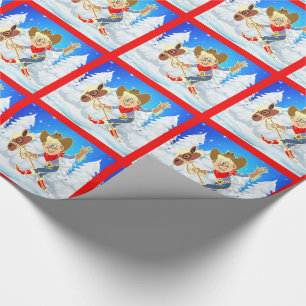 Western Cowboy  Kid On Stick Horse Winter Scene Wrapping Paper