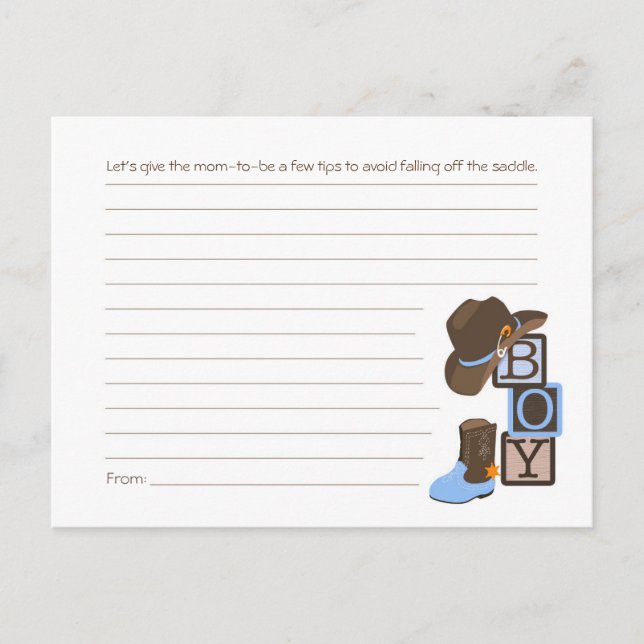 Western Cowboy Mum Tips Card (Front)