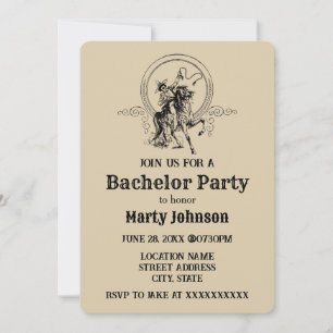 Western Cowboy on Horse Bachelor Party Invitation