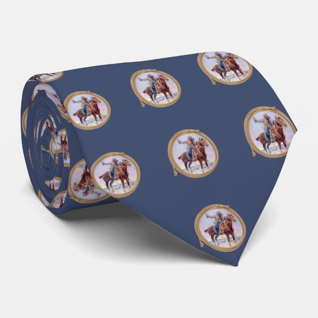Western Cowboy On Horse C.M. Russell Tie (Rolled)