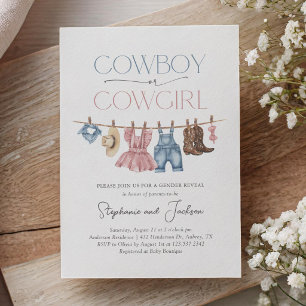 Western Cowboy or Cowgirl Gender Reveal Invitation