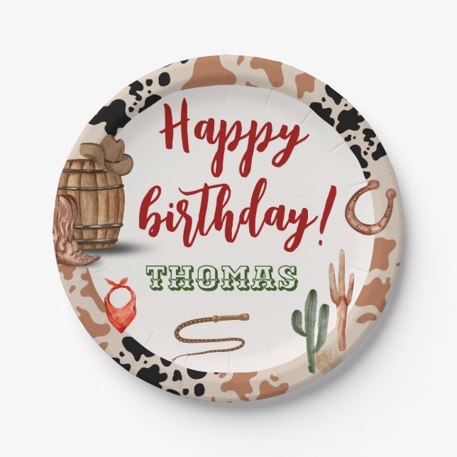 Western Cowboy Paper Plate (Front)