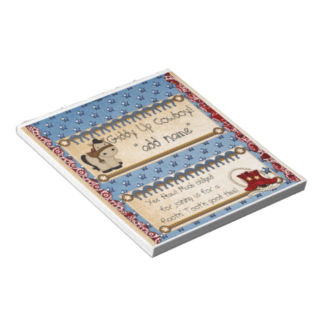 Western Cowboy Party Candy Bar Wrapper Favour Notepad (Angled)