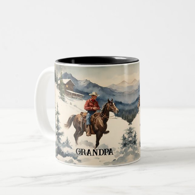 Western Cowboy Personalised Two-Tone Coffee Mug (Front Left)