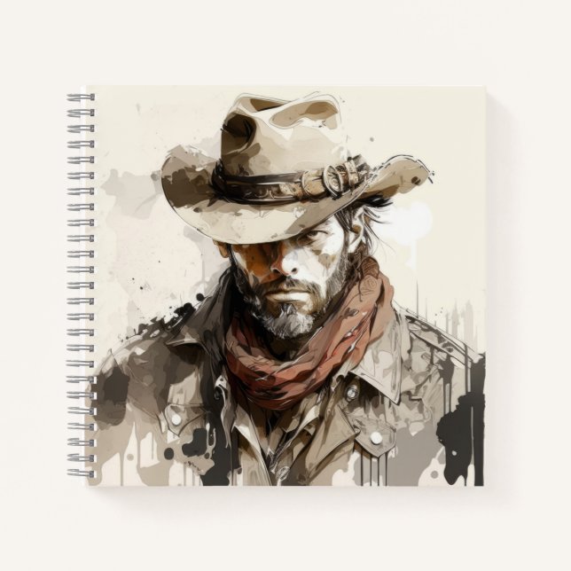 Western Cowboy Portrait Painting Historic Horses Notebook (Front)