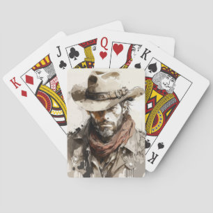 Western Cowboy Portrait Painting Historic Horses Playing Cards