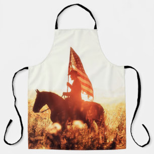 Western - cowboy portrait with USA flag Apron