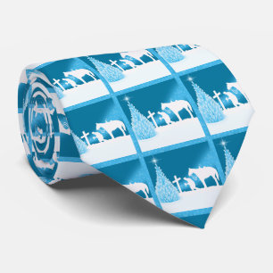 Western Cowboy Praying Winter Snow Scene Tie