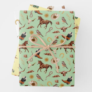 Western Cowboy Ranch Wrapping Paper Sheet