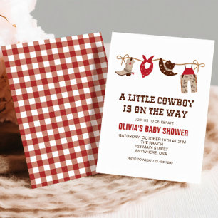 Western Cowboy red Baby Shower Invitation