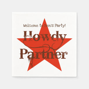 Western Cowboy Red Star Birthday Party Napkins