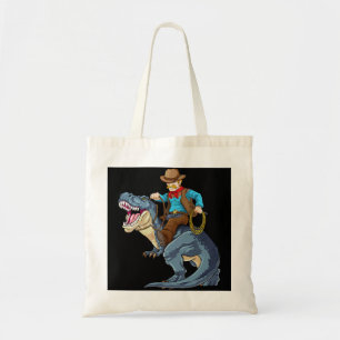 Western Cowboy Riding T Rex Dinosaur Wild West Din Tote Bag