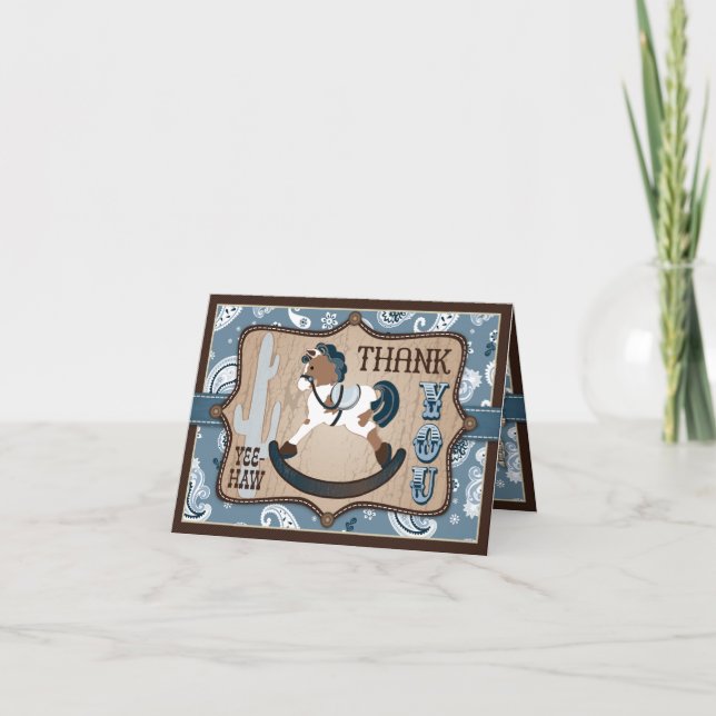 Western Cowboy Rocking Horse Bandanna Thank You (Front)