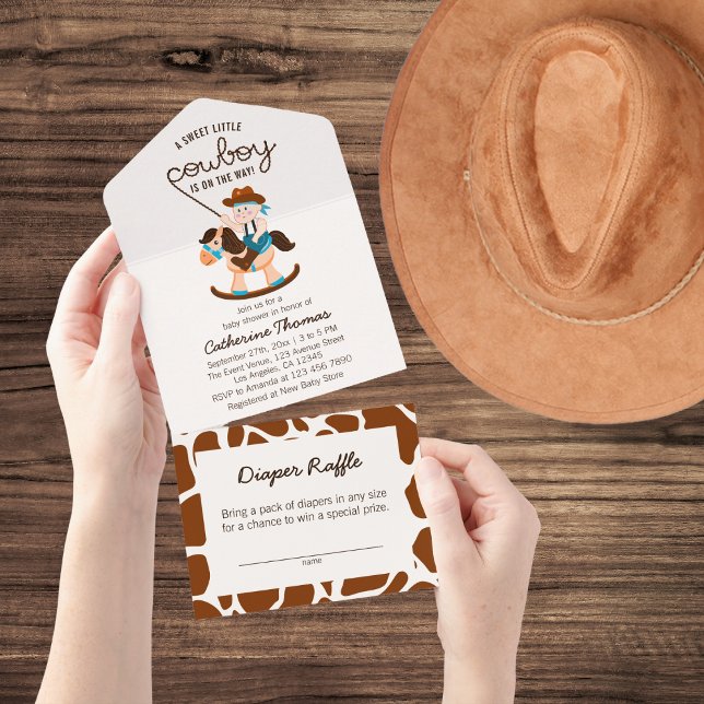 Western Cowboy Rocking Horse Boy Baby Shower  All In One Invitation (Creator Uploaded)