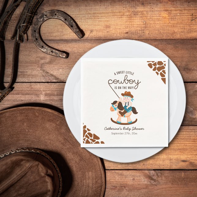 Western Cowboy Rocking Horse Boy Baby Shower  Napkin (Creator Uploaded)