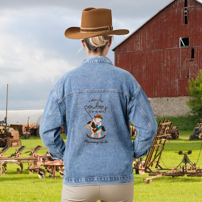 Western Cowboy Rocking Horse Mummy to Be Denim Jacket (Creator Uploaded)