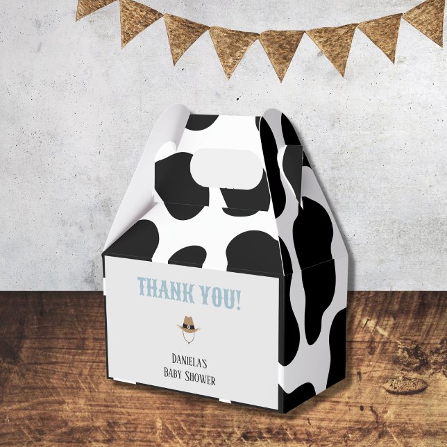 Western Cowboy Rodeo Baby Shower Thank You Favour Box (little cowboy baby shower thank you favor bags cow print western wild west rodeo)