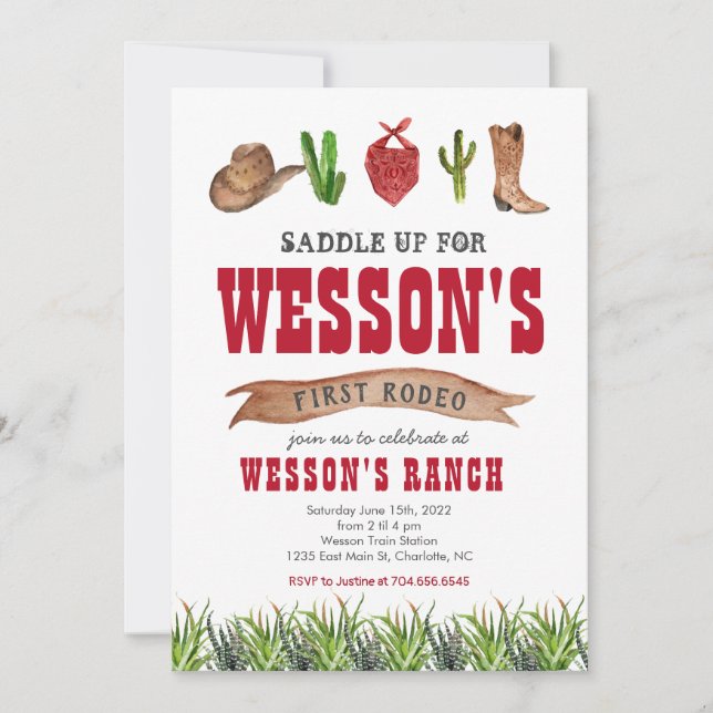 Western Cowboy Rodeo Birthday Invitation (Front)