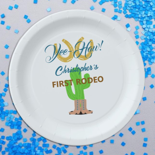 Western Cowboy Rodeo Birthday Paper Plate (Creator Uploaded)