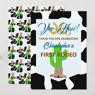 Western Cowboy Rodeo Birthday Thank You Card