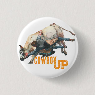 Western Cowboy Rodeo Bull 3 Cm Round Badge