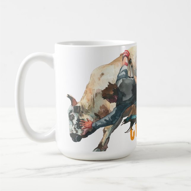 Western Cowboy Rodeo Bull Coffee Mug (Left)