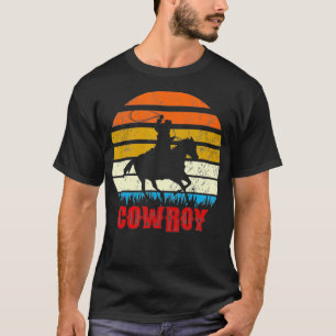 Western Cowboy Rodeo Horse Retro Style Vintage Sun T-Shirt