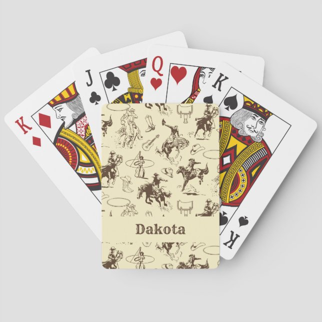 Western Cowboy Rodeo Horses Personalised Playing Cards (Back)