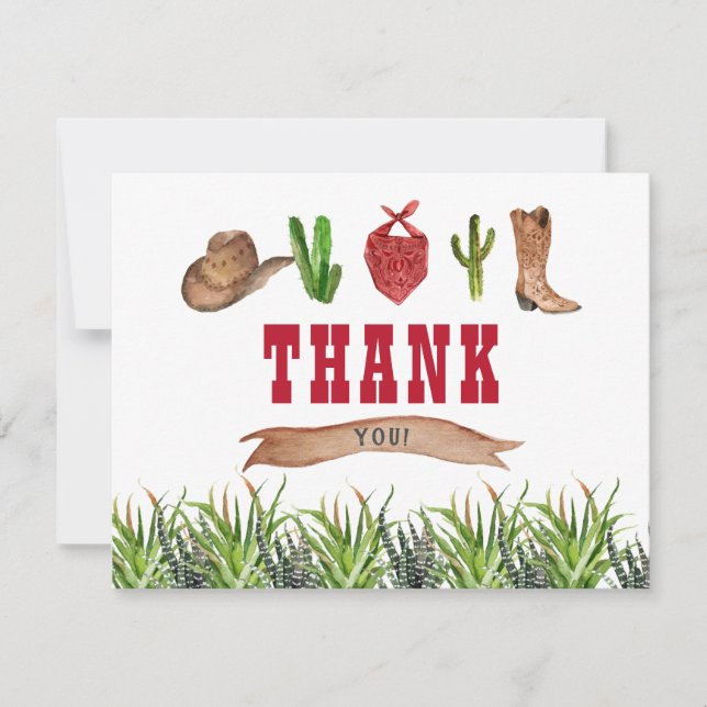 Western Cowboy Rodeo Thank You Card (Front)