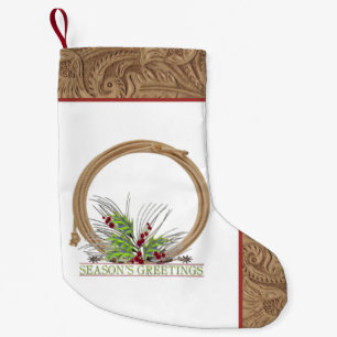 Western Cowboy Rope And Spurs Faux Leather Small Christmas Stocking