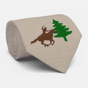 Western Cowboy Roping a Christmas Tree Tie