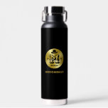 Western Cowboy Rustic Blue Gold Monogram Groomsmen Water Bottle<br><div class="desc">Personalised gifts for groomsmen and best man with western cowboy theme. Decorated with cowboy hat with vintage western font. Text and colour are editable using the Design Tool to fit your occasion. Get this customise gift for wedding,  bachelor party,  engagement party or any other special occasions.</div>