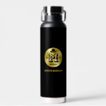 Western Cowboy Rustic Blue Gold Monogram Groomsmen Water Bottle<br><div class="desc">Personalised gifts for groomsmen and best man with western cowboy theme. Decorated with cowboy hat with vintage western font. Text and colour are editable using the Design Tool to fit your occasion. Get this customise gift for wedding,  bachelor party,  engagement party or any other special occasions.</div>