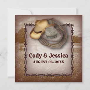 Western Cowboy Rustic Country Wedding Invitation