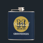 Western Cowboy Rustic Groomsmen Name Monogram Hip Flask<br><div class="desc">Personalised gifts for groomsmen with western cowboy theme. Decorated with cowboy hat with vintage western font. Text and colour are editable using the Design Tool to fit your occasion. Get this customise gift for wedding,  bachelor party,  engagement party or any other special occasions.</div>