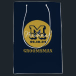 Western Cowboy Rustic Groomsmen Name Monogram Medium Gift Bag<br><div class="desc">Personalised gifts for groomsmen with western cowboy theme. Decorated with cowboy hat with vintage western font. Text and colour are editable using the Design Tool to fit your occasion. Get this customise gift for wedding,  bachelor party,  engagement party or any other special occasions.</div>