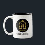 Western Cowboy Rustic Groomsmen Name Monogram Two-Tone Coffee Mug<br><div class="desc">Personalised gifts for groomsmen with western cowboy theme. Decorated with cowboy hat with vintage western font. Text and colour are editable using the Design Tool to fit your occasion. Get this customise gift for wedding,  bachelor party,  engagement party or any other special occasions.</div>
