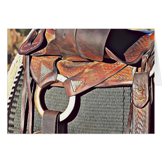 Western Cowboy Saddle Get Well Card (Front Horizontal)