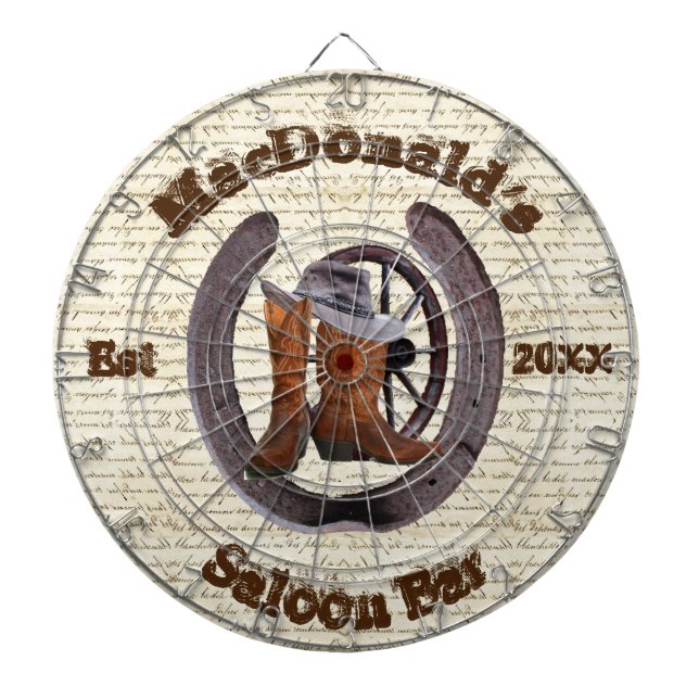 Western cowboy saloon bar dart board (Front)