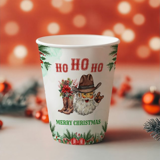 Western Cowboy Santa Christmas Party  Paper Cups (Creator Uploaded)