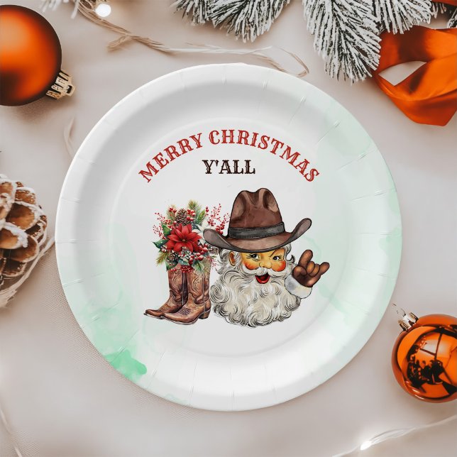 Western Cowboy Santa Christmas Party  Paper Plate (Creator Uploaded)