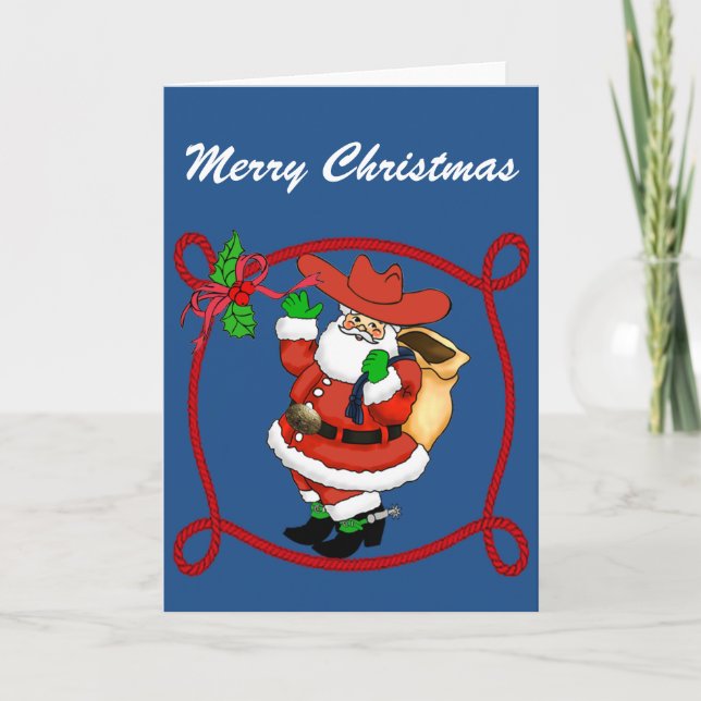Western Cowboy Santa Holiday Card (Front)