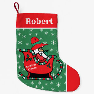 Western Cowboy Santa In Sleigh Small Christmas Stocking