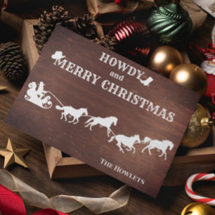 Western Cowboy Santa Sled Horse Christmas Holiday Card