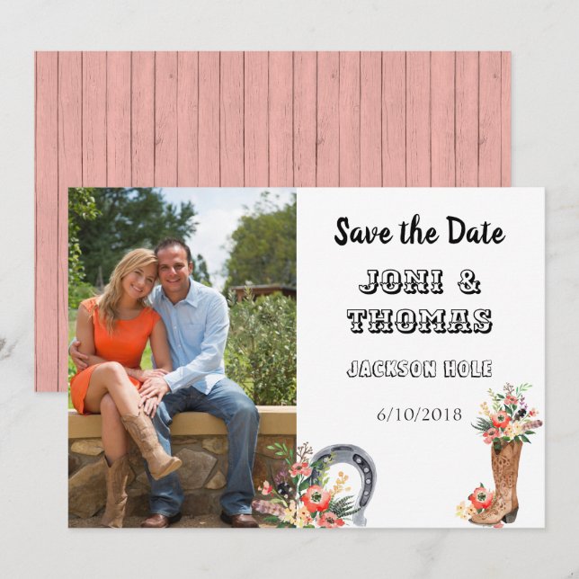 Western Cowboy Save the Date Invitation (Front/Back)