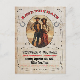 Western Cowboy Save the Date Postcards