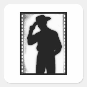 Western Cowboy Silhouette Square Sticker