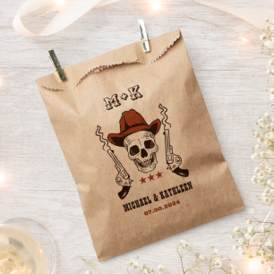Western Cowboy Skull Monogram Boho Country Wedding Favour Bags