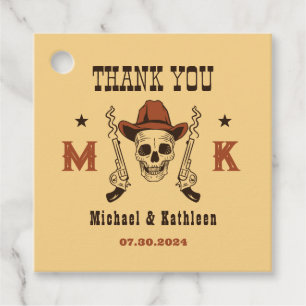 Western Cowboy Skull Monogram Country Wedding Favour Tags